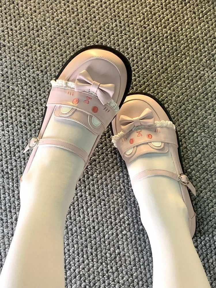 Kawaii Cute Sweet - JK Brown Bow Bear Shoes Low-heel