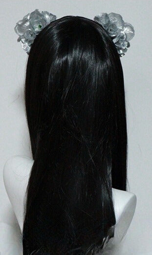 Krone Schwarz/Silber Haarspangen Design Ohr verziert Blumen Bär