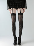 Black Suspender Stockings Plaid Diamond Pattern