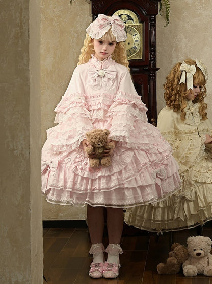 Cape Lolita JSK Bust Under Bell Blouse Pink + Set - Dress Full Sleeves Dollcore Sakura