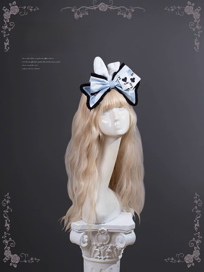 Alice in Wonderland Vibes Bunny Ears KC Blue Diamond Big Bow