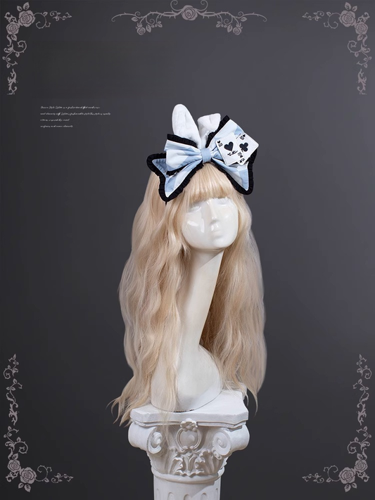 Alice in Wonderland Vibes Bunny Ears KC Blue Diamond Big Bow