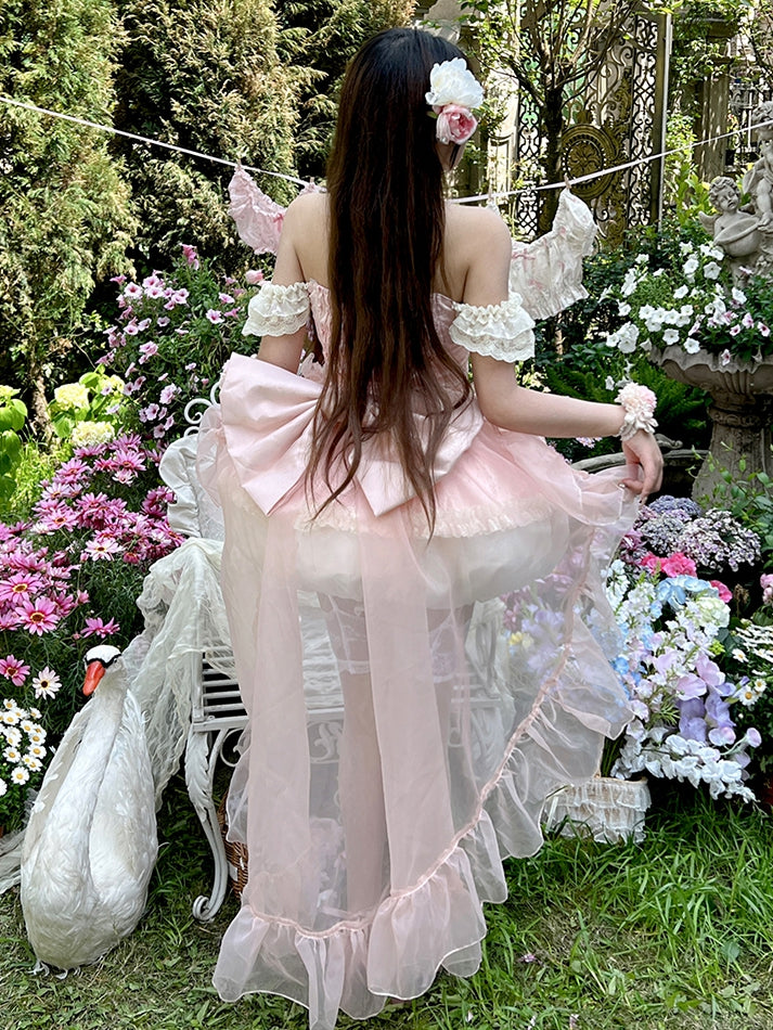 Pink Big Tulle Bow Train