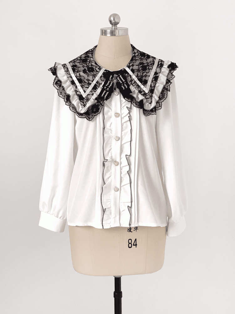 with Blouse Style Romance Lace Kei Jirai Dark | Pointed Chiffon