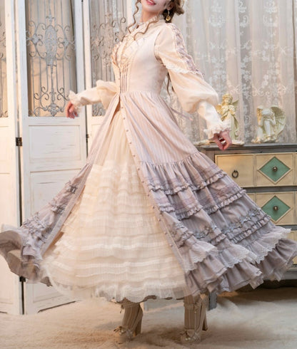 Purple Front Button Placket Lily Embroidery Elegant Classic Lolita JSK Full Set Pink House Fashion