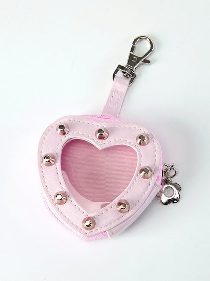 2 Colors Y2K Style Heart Shape Studded Bag for 65mm Badge - NICOOLAA