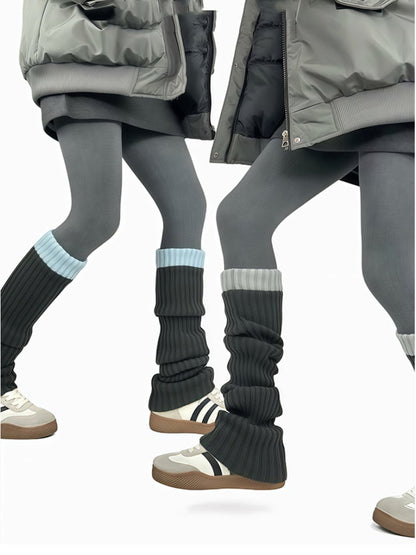 コントラストトリムニットレッグウォーマー