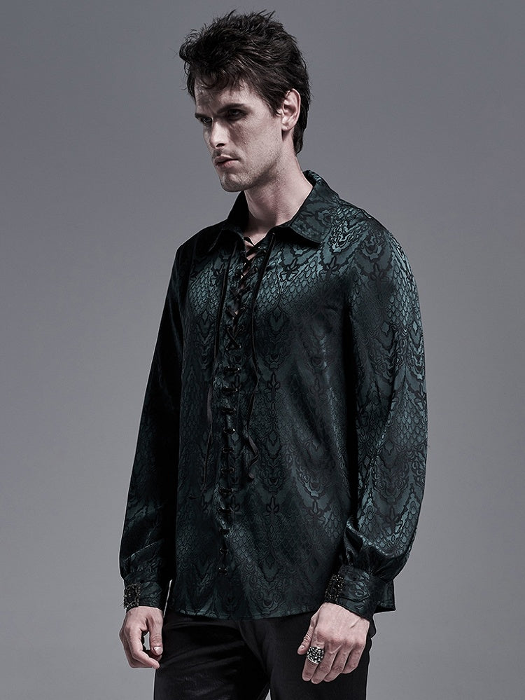 Green Gothic Jacquard Shirt Men's