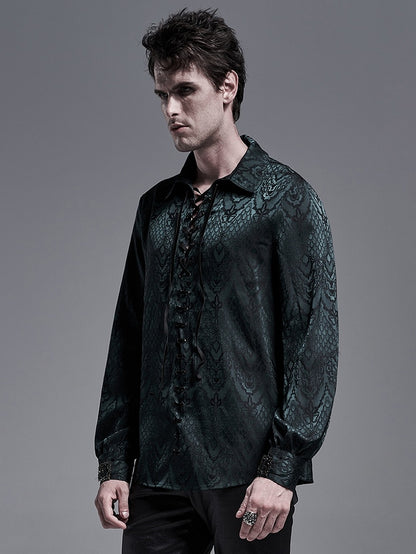 Green Gothic Jacquard Shirt Men's