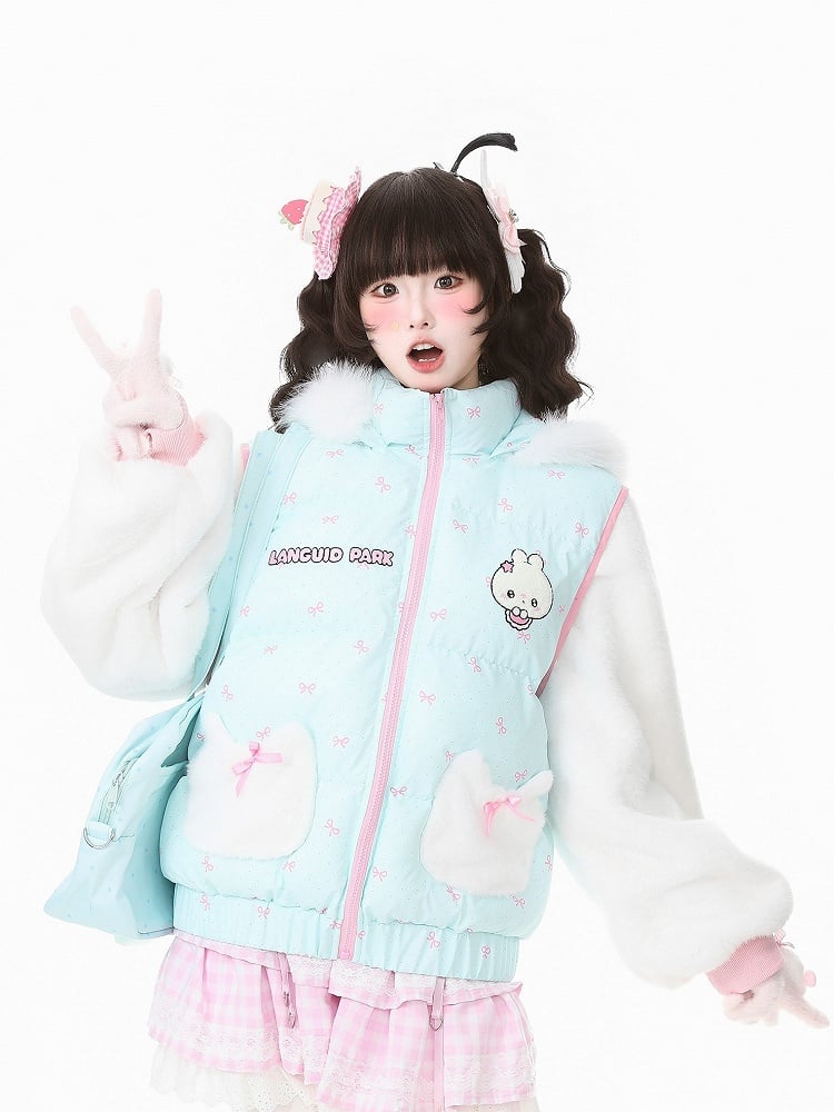 with Closure Teal Green Blouson Zip Daily Kawaii Jacket