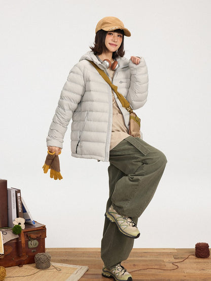 Hooded Baffle Jacket Gray/Black Construction Down