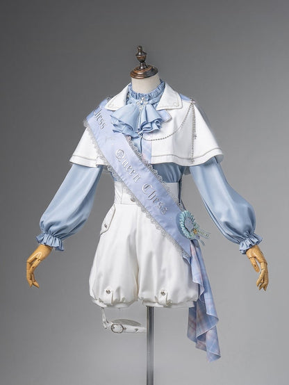 Shorts Cape Ouji High Outfit Prince Weiß Blau Taille und + - Shirt Lolita