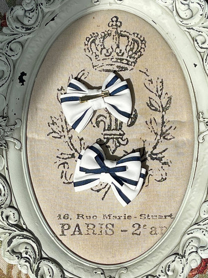 Bowknot / Dark Blue White Hairclip