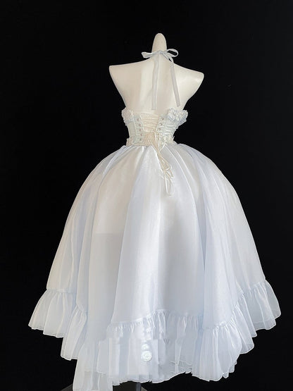 ブルーのロングドローストリングアンダースカート