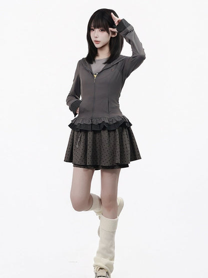 Dark Gray Polka Dot Skort - PINK SAVIOR