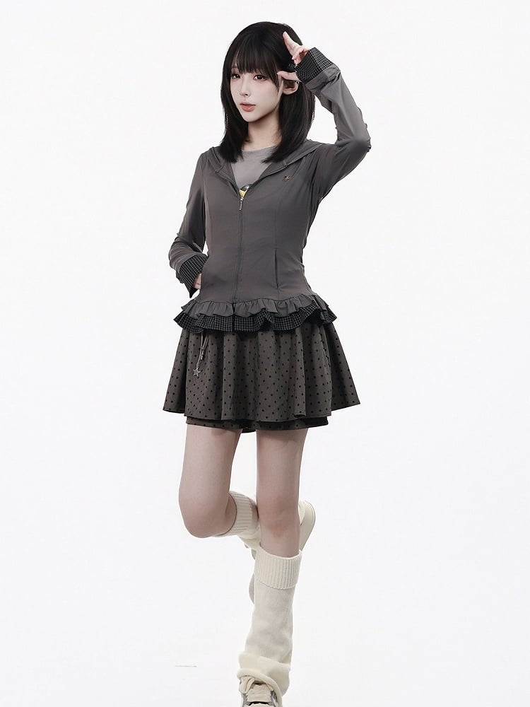 Dark Gray Waist Cinching Sun Protection Hooded Jacket - PINK SAVIOR