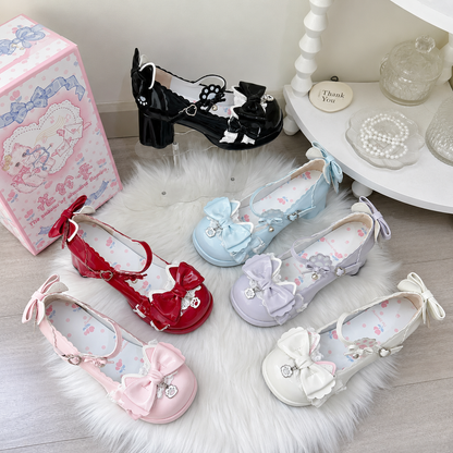 Cat's Claw Party Lolita Mary Jane Shoes – Sweet Bow Round Toe Pumps | Blooming Chimes