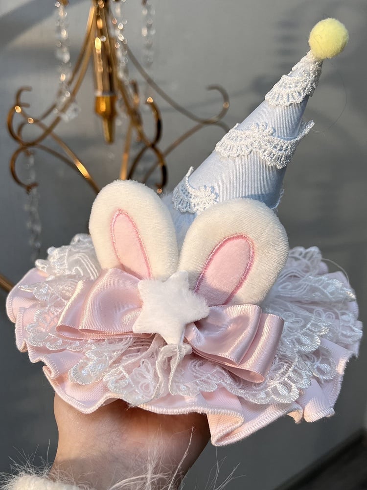 and Ice Mini Cream / Pink Blue Plush Ears Bunny Yellow Hat