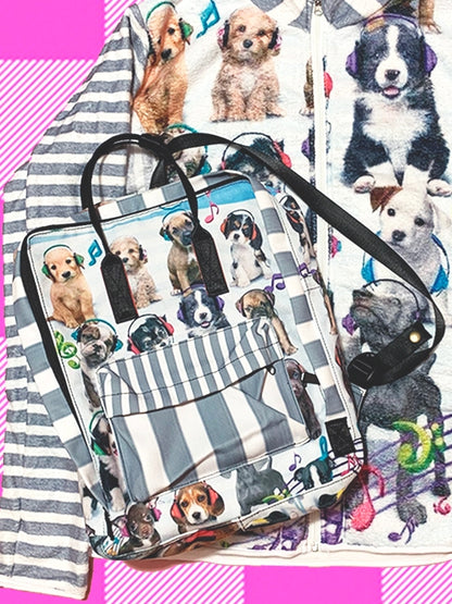 Daily Kawaii Gray Print Backpack Puppy