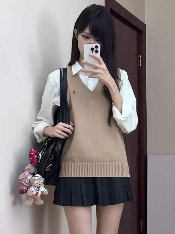 Letter Options 8 Preppy Uniform Vest JK Color Embroidery Style