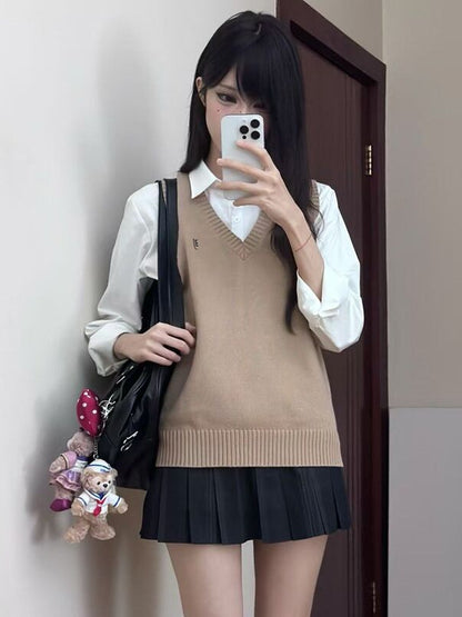 Letter Options 8 Preppy Uniform Vest JK Color Embroidery Style