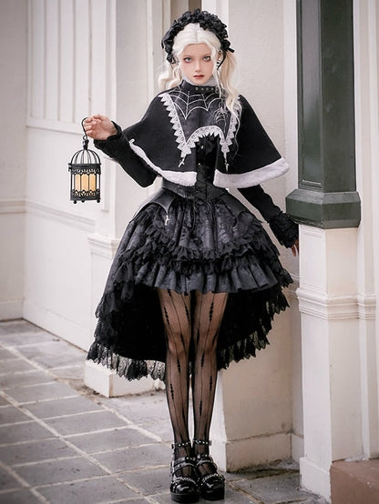 Schwarzer Gothic Lolita Lagenrock