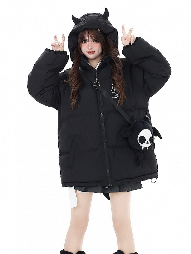 Free with Black Coat Crossbody Horns and Wings Hooded Devil
