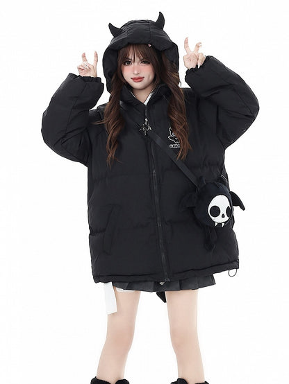 Free with Black Coat Crossbody Horns and Wings Hooded Devil