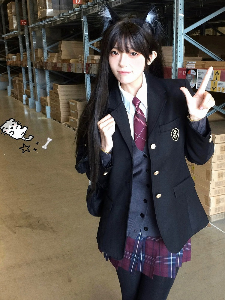 39CM Plaid Red Pattern JK Uniform Skirt Pleated