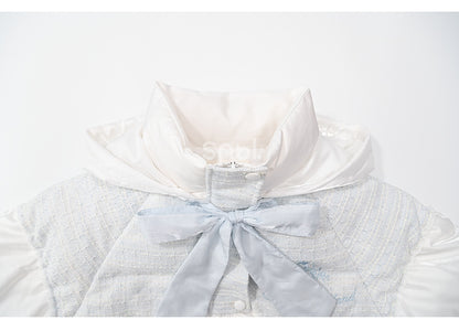 Alice in Wonderland Alice Tweed Patchwork White Hooded Down Jacket