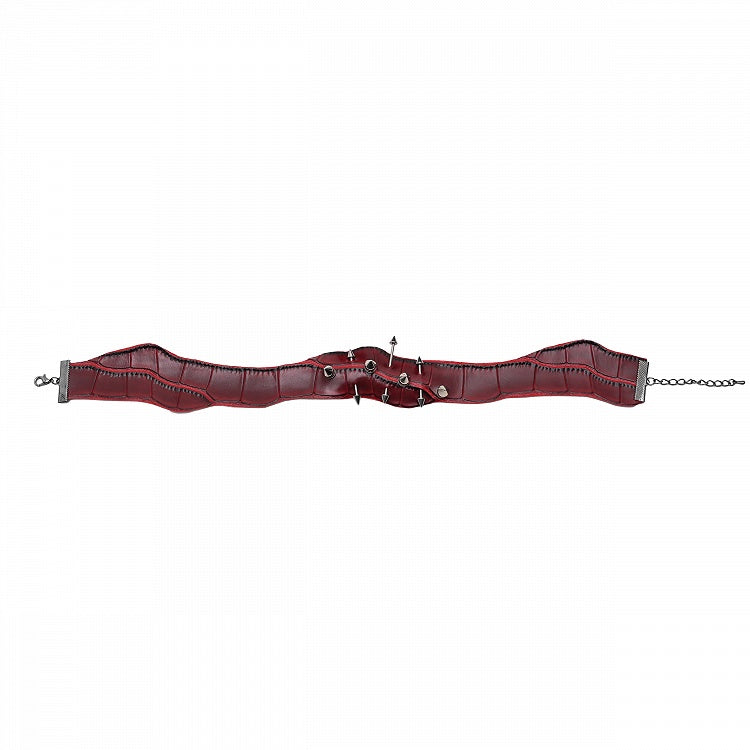 PU Punk Rivet Decorated Choker Red