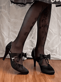 Black Elegant Shoes Decorative - Bow in Satin High-heel