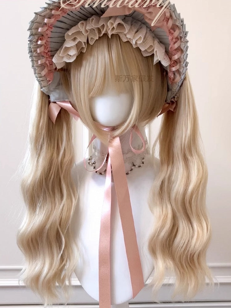 Clips Claw Wavy Blonde Two Ponytails