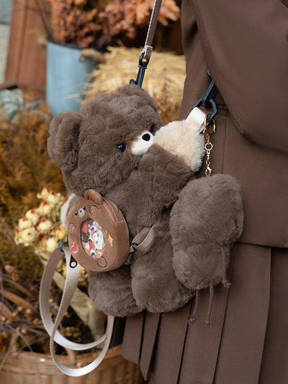 Keychain Plush Small/Middle/Large Bag Brown Backpack/Crossbody Size Bear +