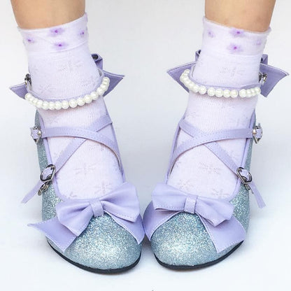 Bow SP168016 Mermaid Shoes Blingbling Blue Custom Made
