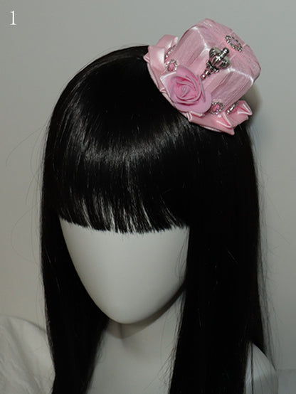 蝶結びの花柄/ 3つの装飾帽子ミニと王冠のデザインラインストーンオプション