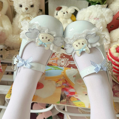 Design - Janes Trim Blue Lace Bunny Low-heel/Mid-heel Mary Sweet