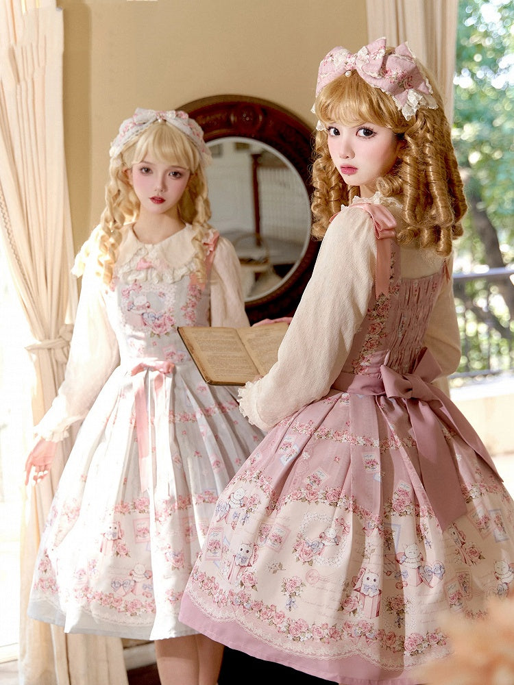 ベージュのラウンドフラットカラー長袖コットンブラウス