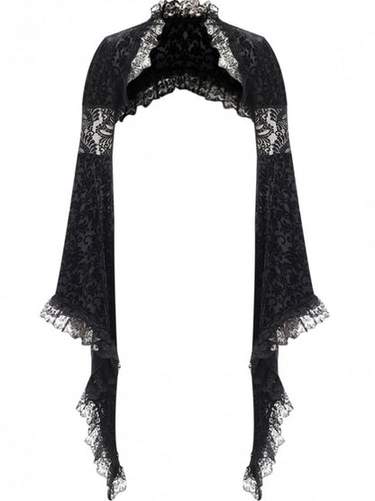 with Halloween Shrug Gothic Black Bell Arm Lace Cutouts Sleeves Embroidered