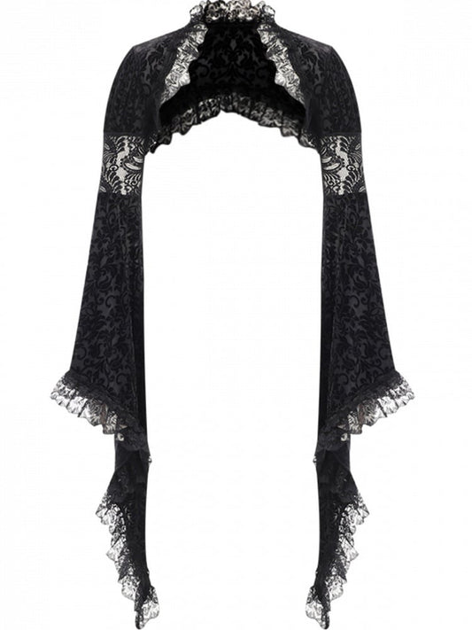 with Halloween Shrug Gothic Black Bell Arm Lace Cutouts Sleeves Embroidered