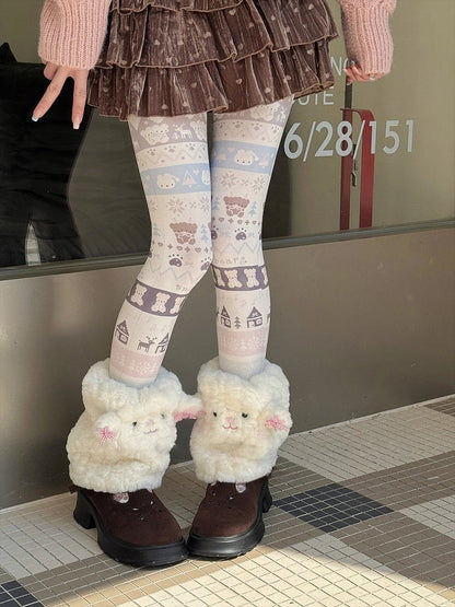 Lamb-Shaped Plush Warmers Leg