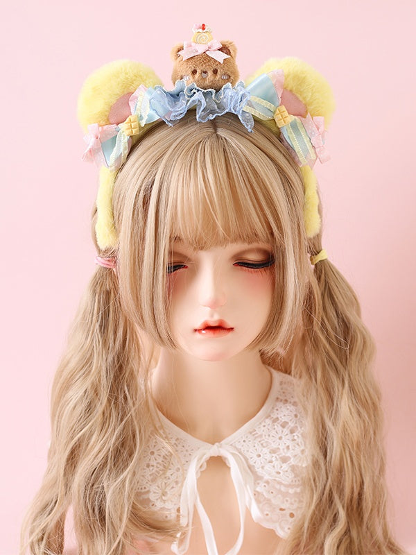 Bowknot Sweet Macaron-colored Bear Cute Lolita Ear KC