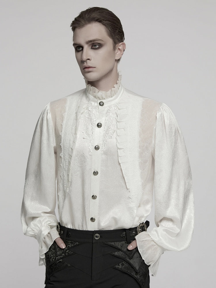 Glamorous Gothic White Men's Shirt