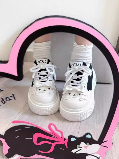 Decor  Cute with Shoes Black Canvas White Themed Bow Bunny