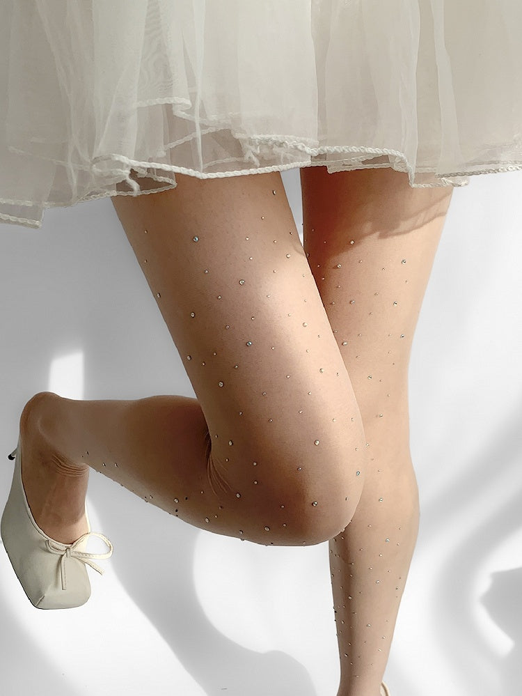 White Rhinestone Tights WhiteBlack/All Decorated