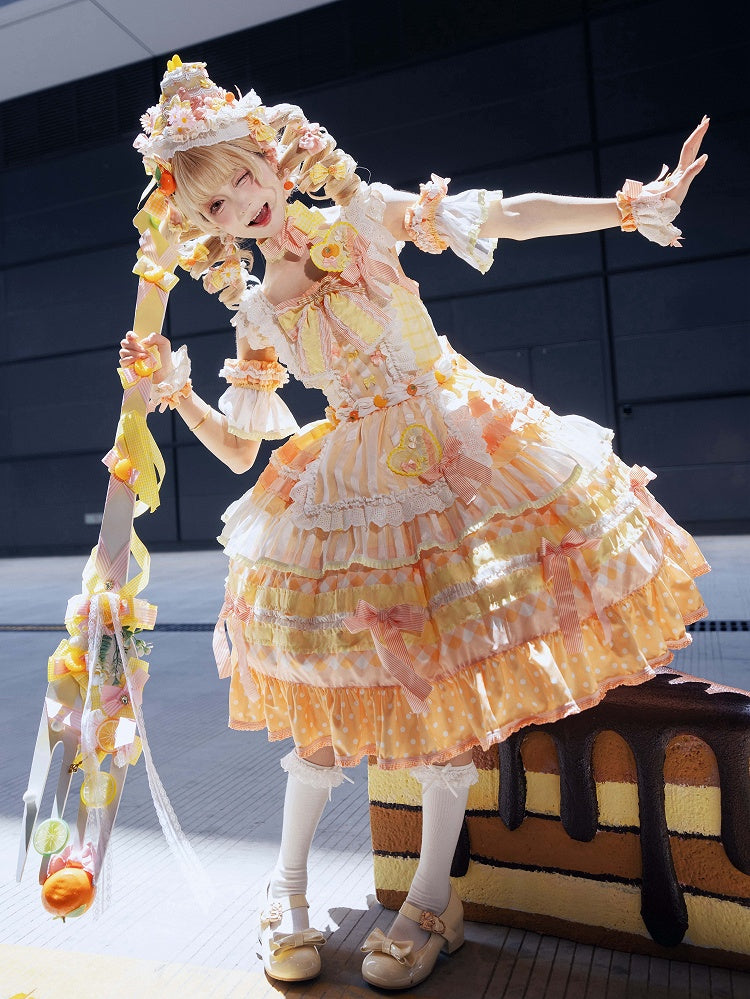 Cake Accents Lolita Kleid mit Schleife, Orange