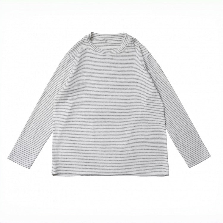 Light Gray Striped Long Sleeve Base Layer Top - PINK SAVIOR