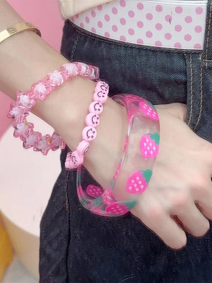 Rot/Pink Erdbeer Armreif Print Y2K