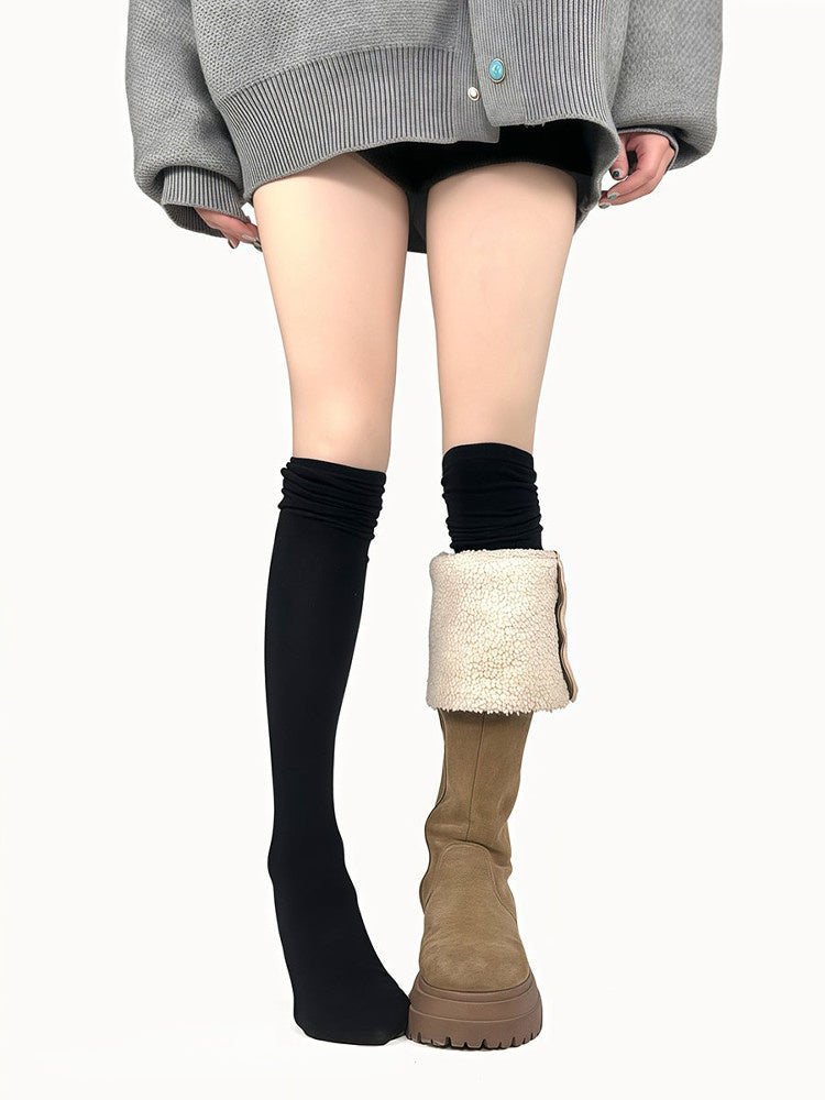Chaussettes mollets souples, 4 couleurs unies, respirantes