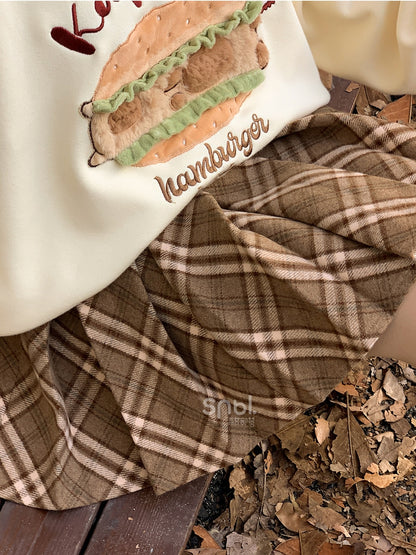 Brown High Waist Plaid Box Pleat Skirt